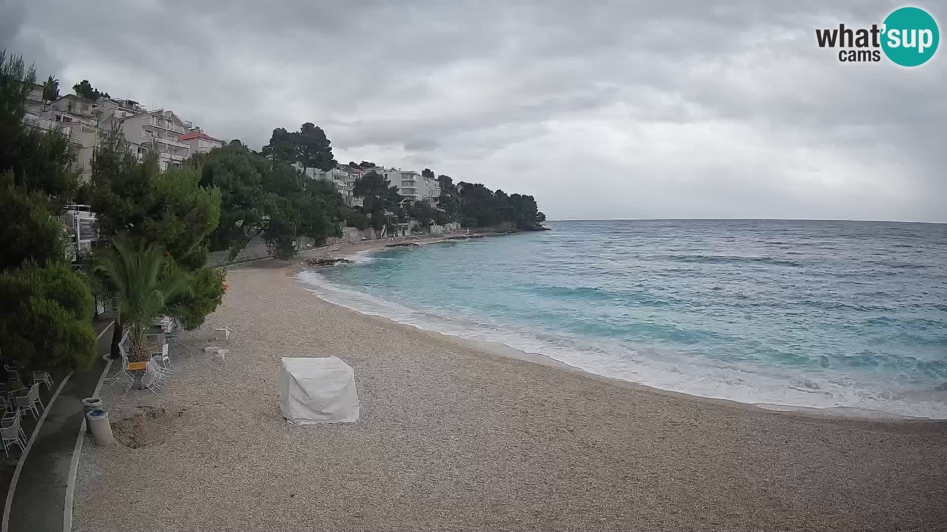 Web kamera Plaža Lučica Brela – Pogled uživo na jadransku obalu