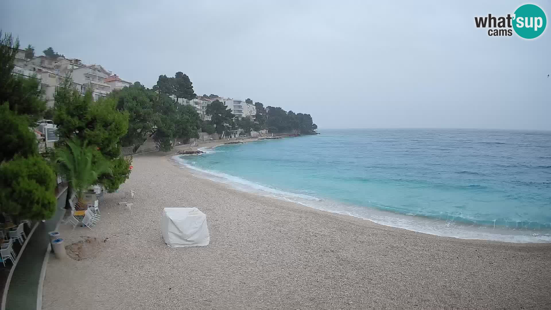 Spletna kamera Plaža Lučica Brela – Pogled v živo na Jadransko obalo