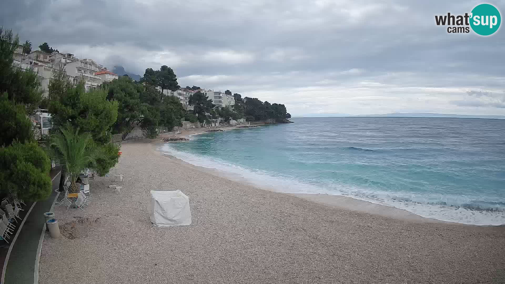 Web kamera Plaža Lučica Brela – Pogled uživo na jadransku obalu