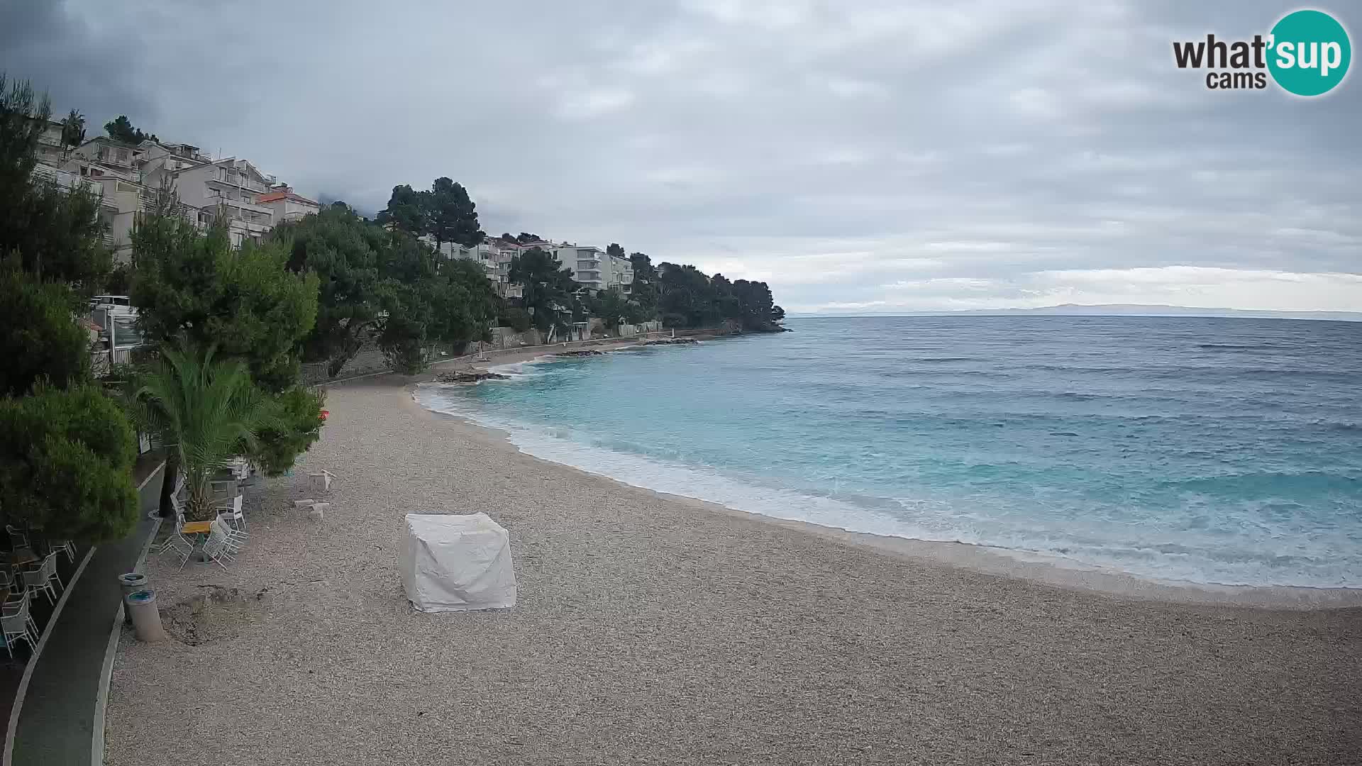 Web kamera Plaža Lučica Brela – Pogled uživo na jadransku obalu