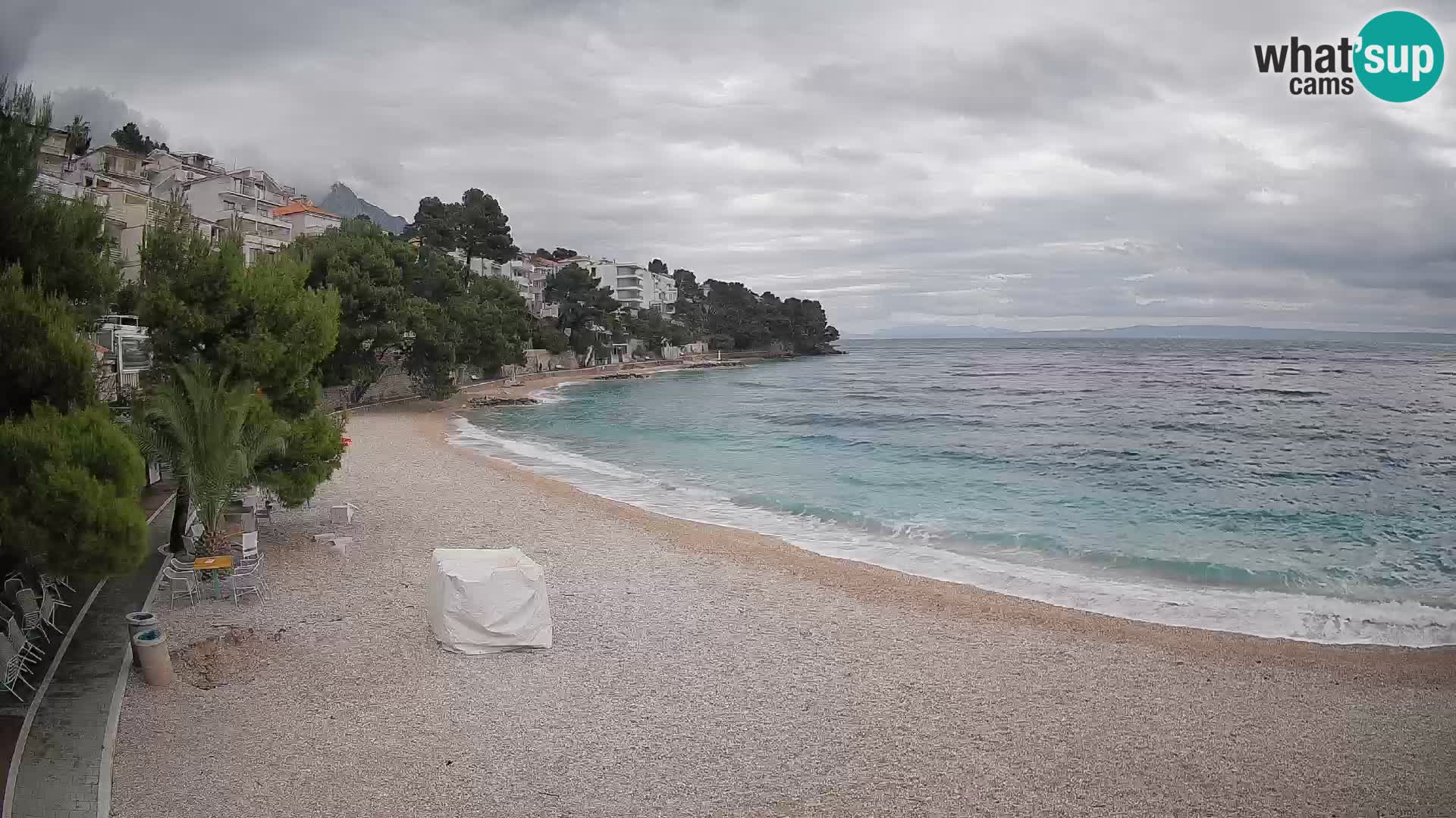 Web kamera Plaža Lučica Brela – Pogled uživo na jadransku obalu