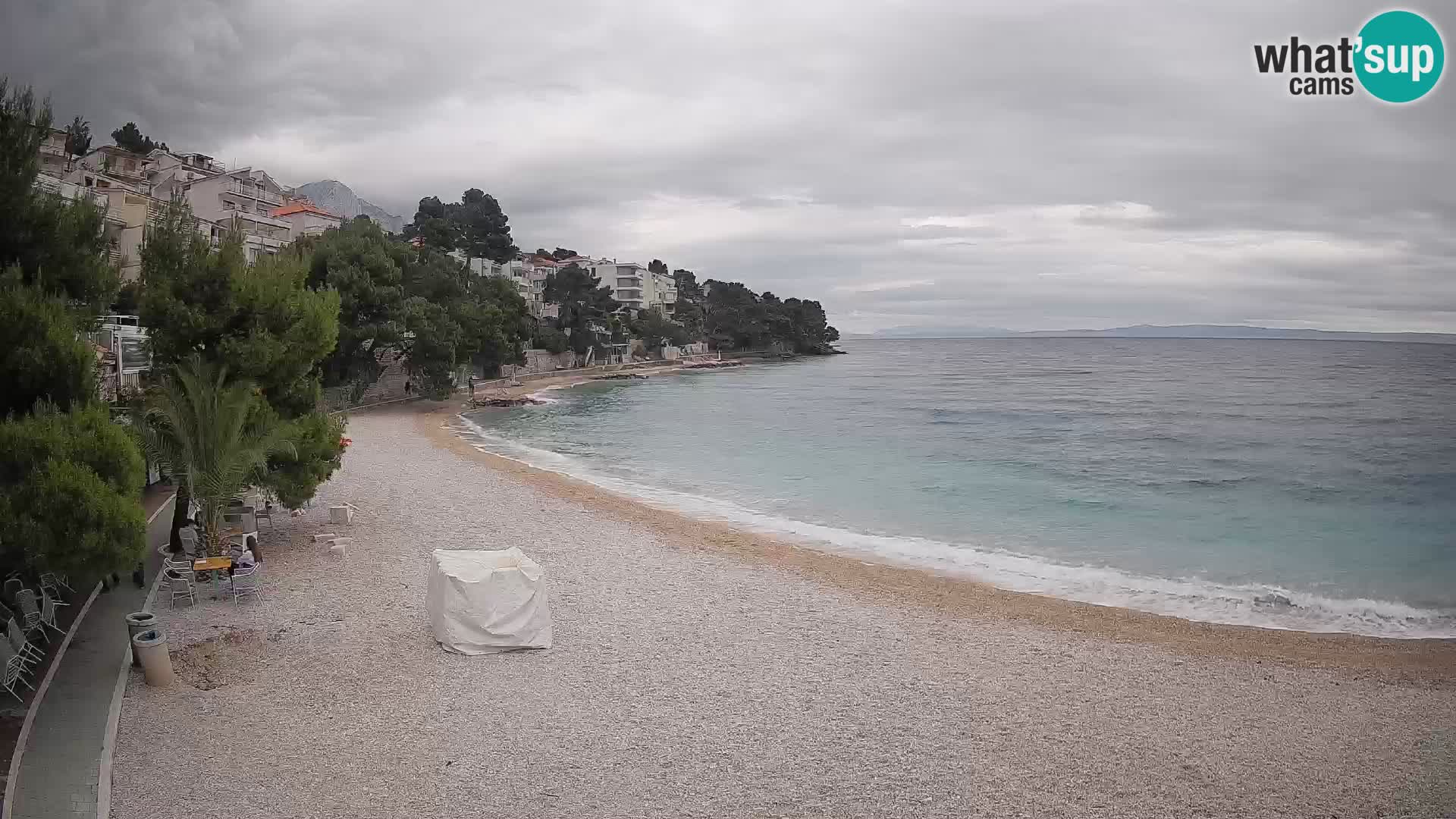 Web kamera Plaža Lučica Brela – Pogled uživo na jadransku obalu