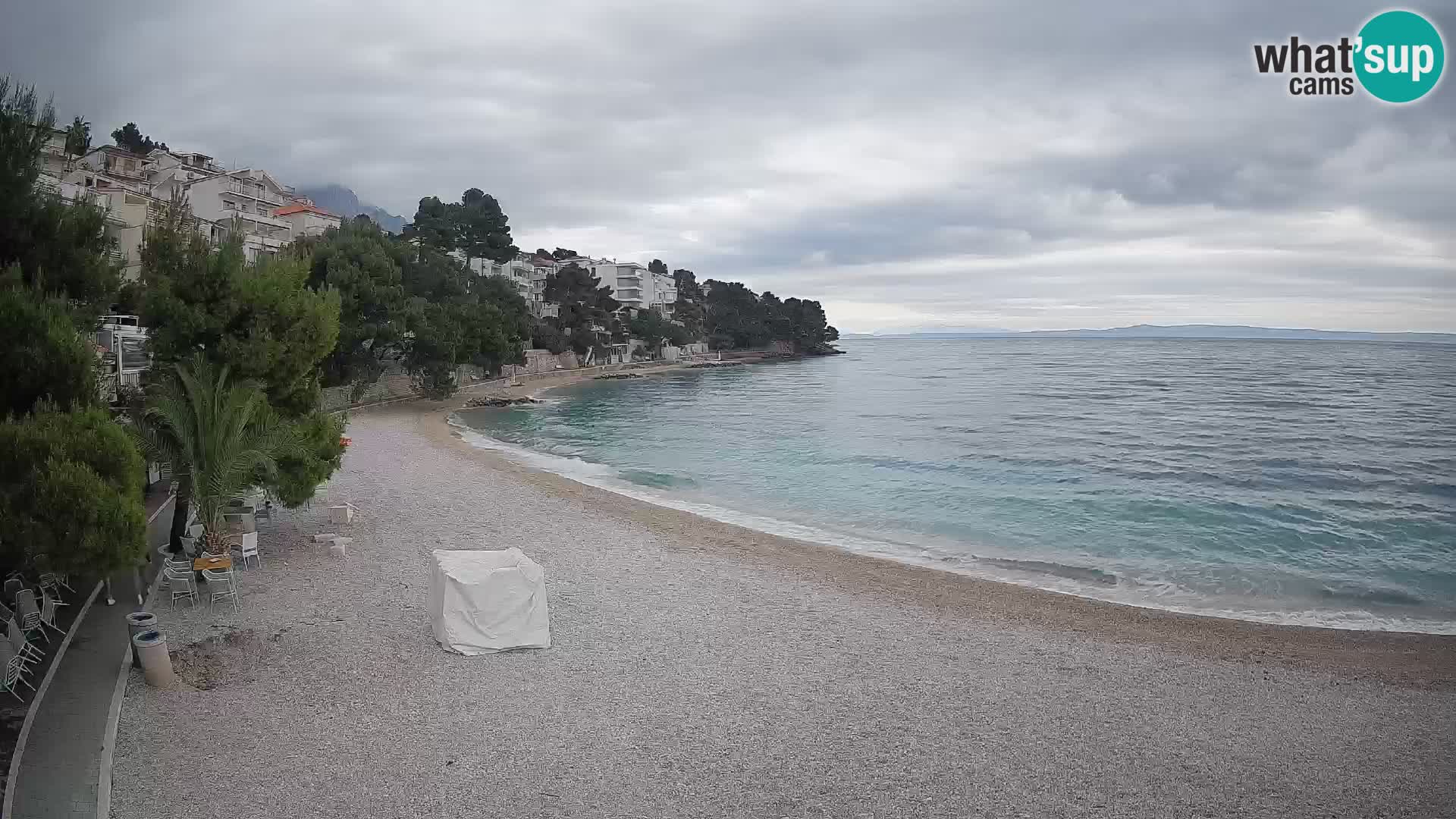Spletna kamera Plaža Lučica Brela – Pogled v živo na Jadransko obalo