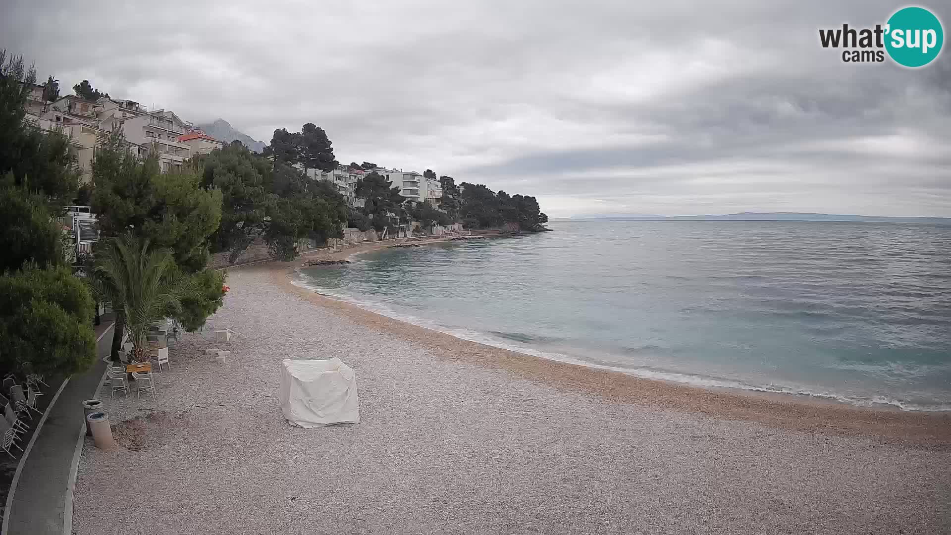 Webcam Lučica Strand Beach Brela – Liveblick von der Adriaküste
