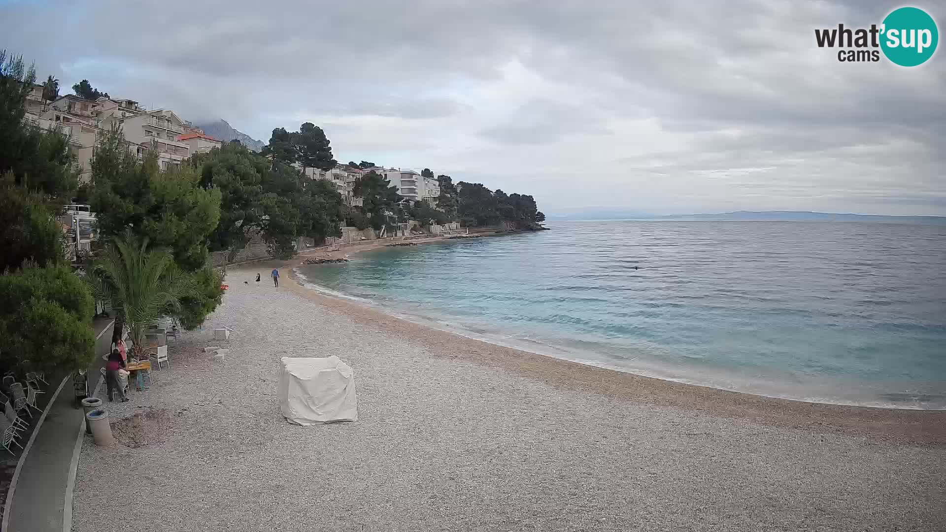 Webcam Lučica Strand Beach Brela – Liveblick von der Adriaküste