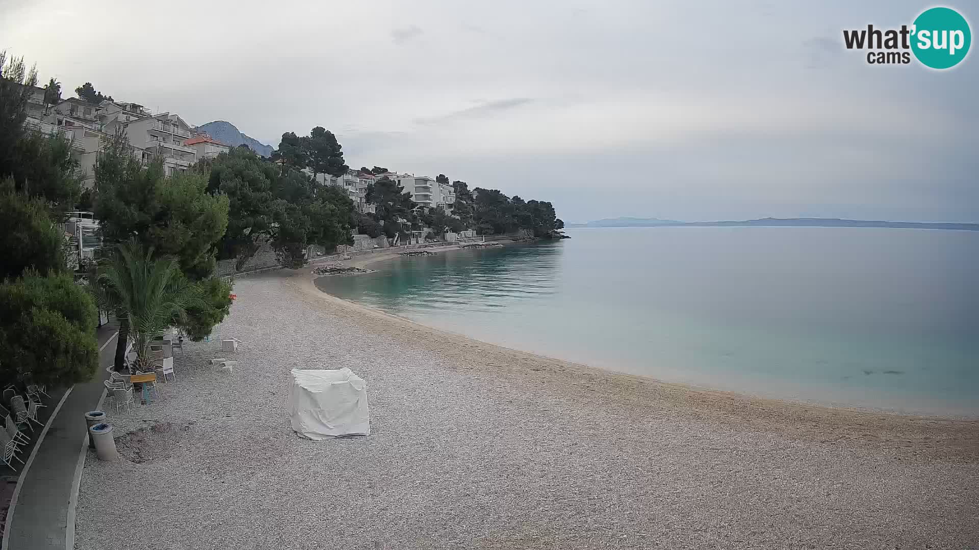 Web kamera Plaža Lučica Brela – Pogled uživo na jadransku obalu