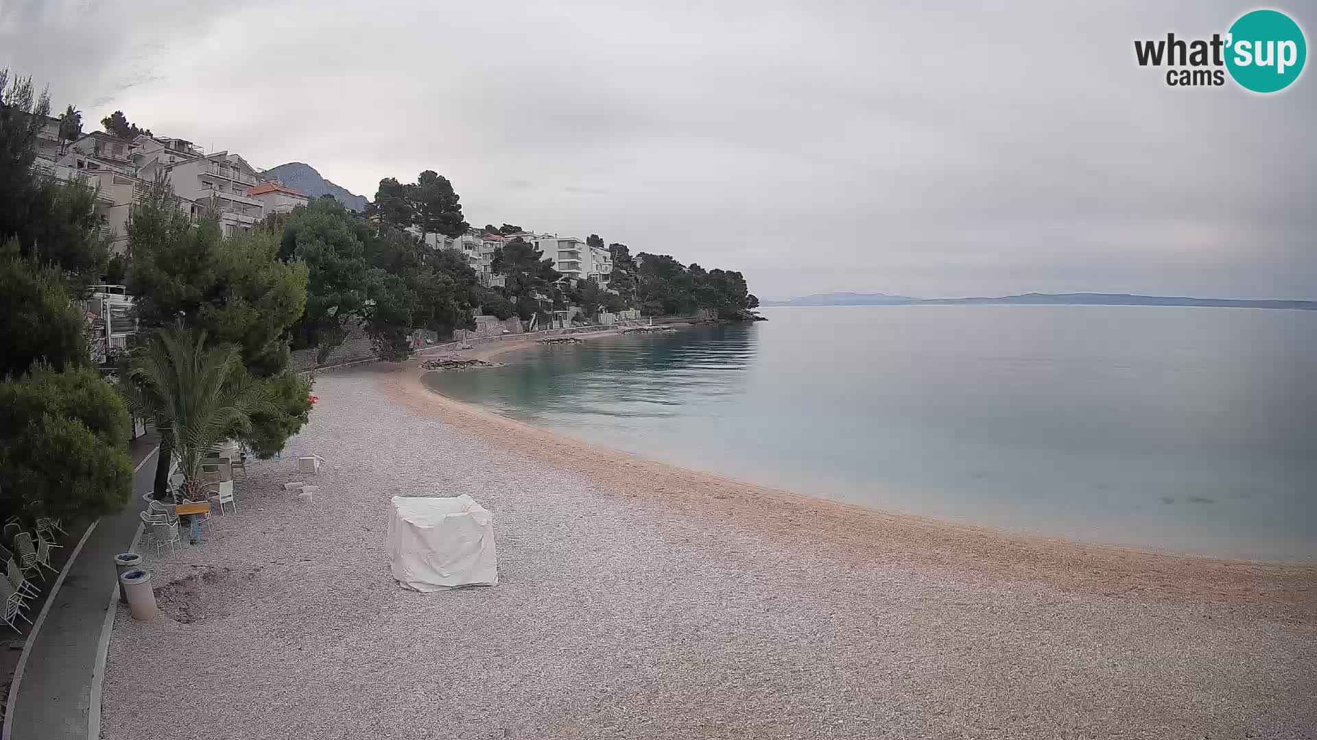 Webcam Lučica Strand Beach Brela – Liveblick von der Adriaküste