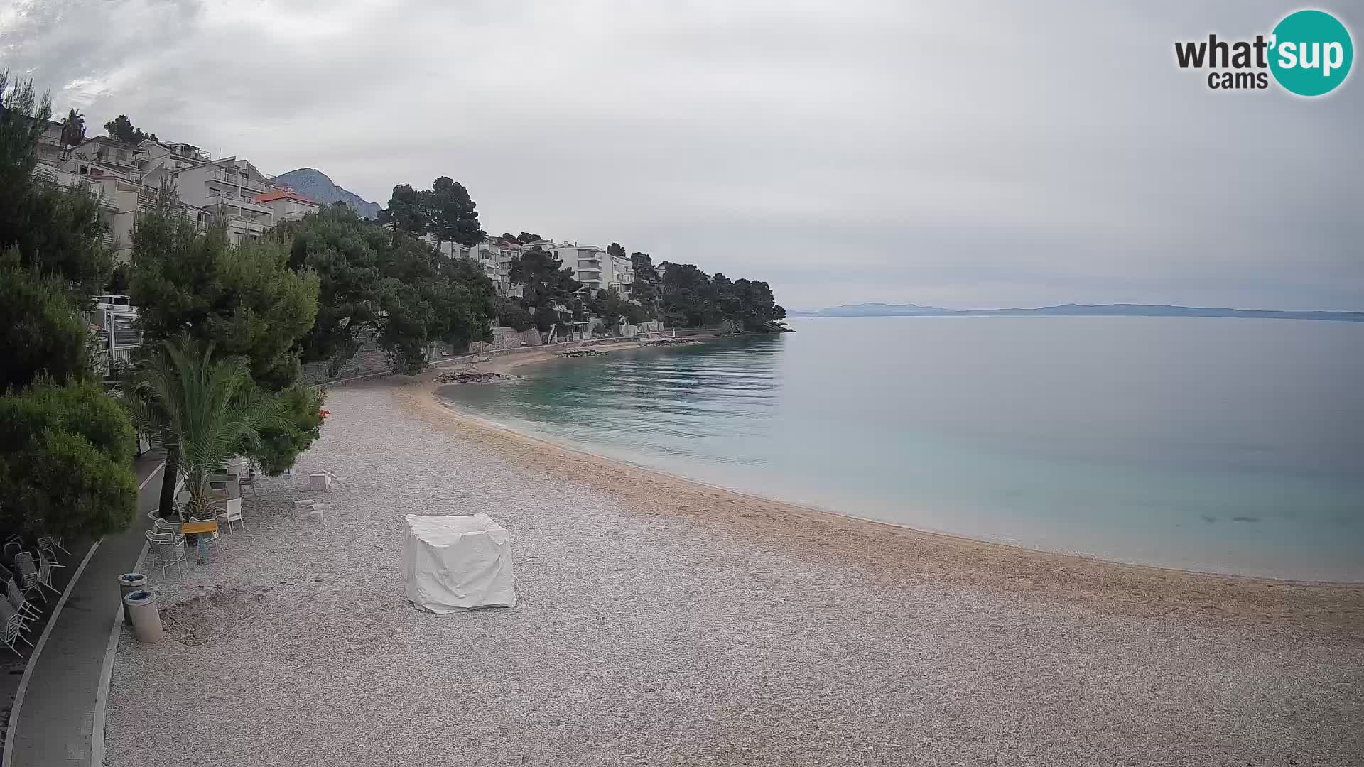 Webcam Lučica Strand Beach Brela – Liveblick von der Adriaküste