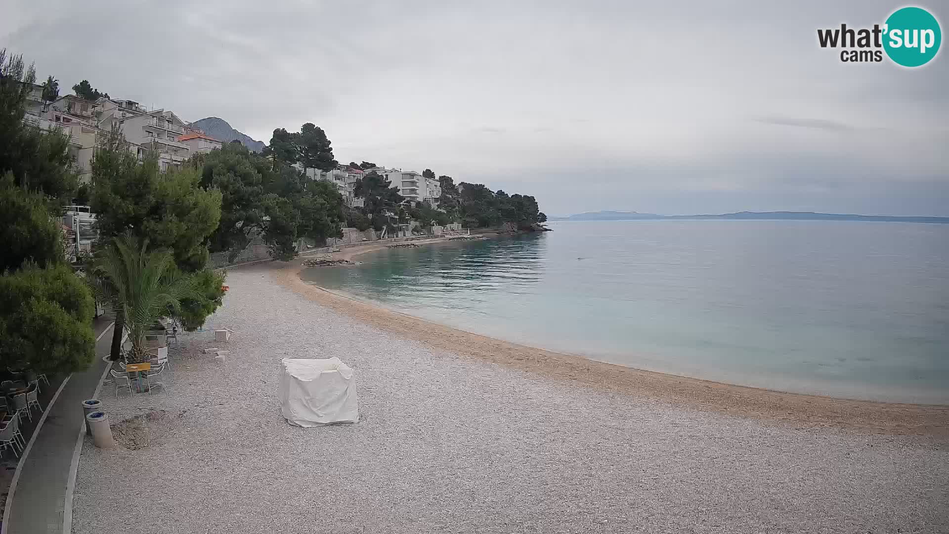 Webcam Lučica Strand Beach Brela – Liveblick von der Adriaküste