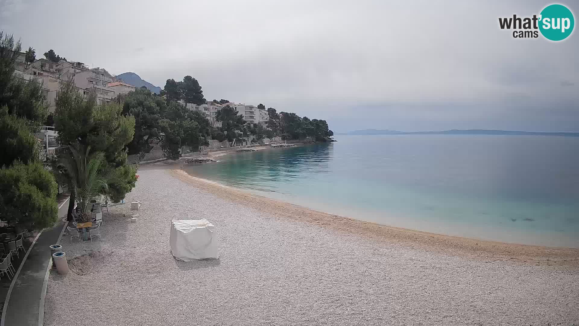 Webcam Lučica Strand Beach Brela – Liveblick von der Adriaküste