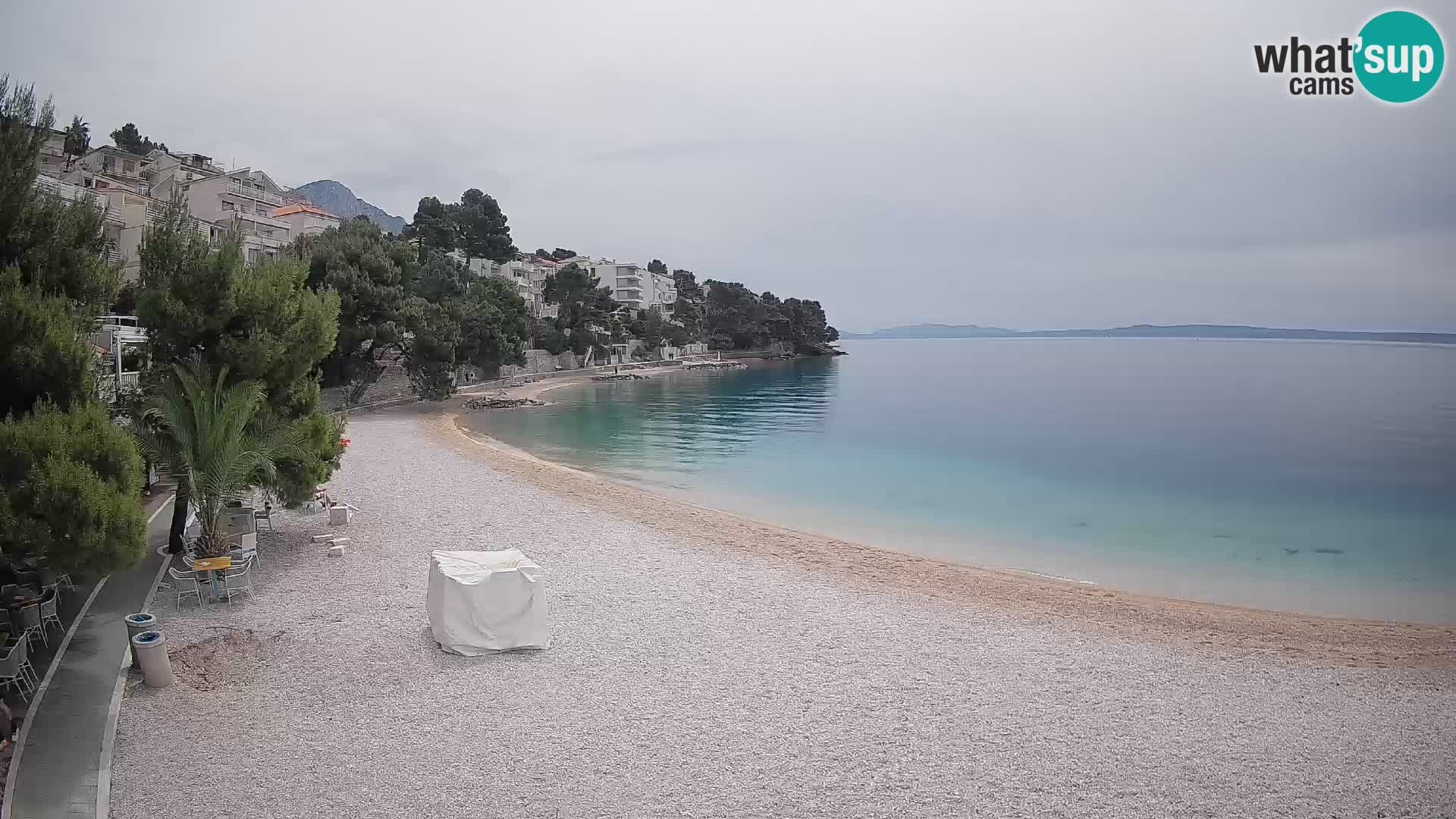 Webcam Lučica Strand Beach Brela – Liveblick von der Adriaküste