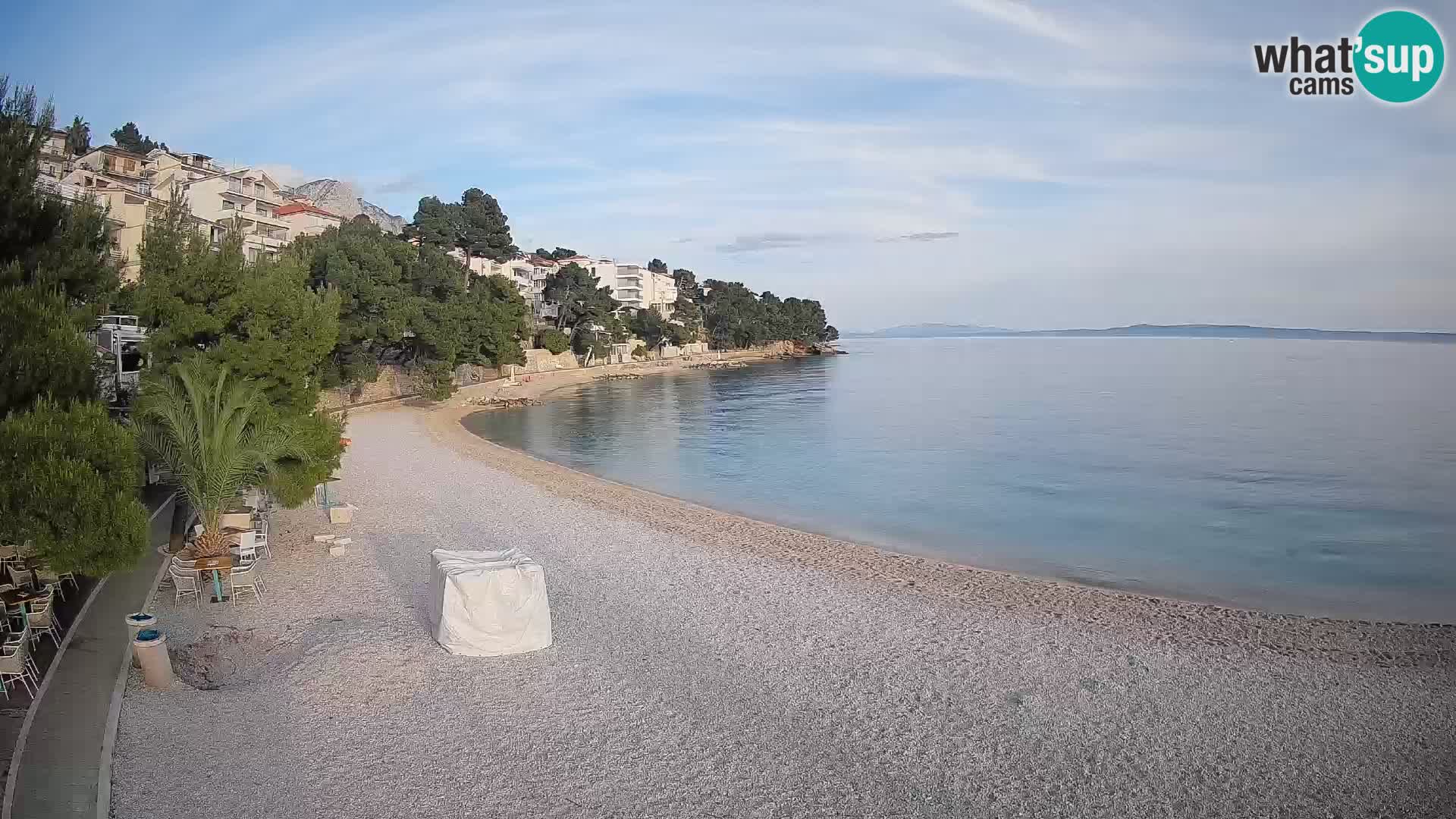 Webcam Lučica Strand Beach Brela – Liveblick von der Adriaküste