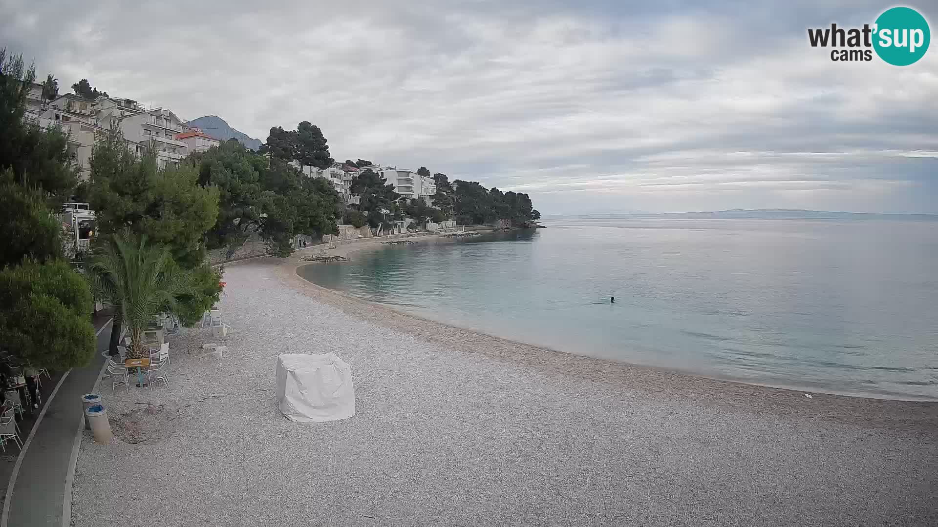 Webcam Lučica Strand Beach Brela – Liveblick von der Adriaküste