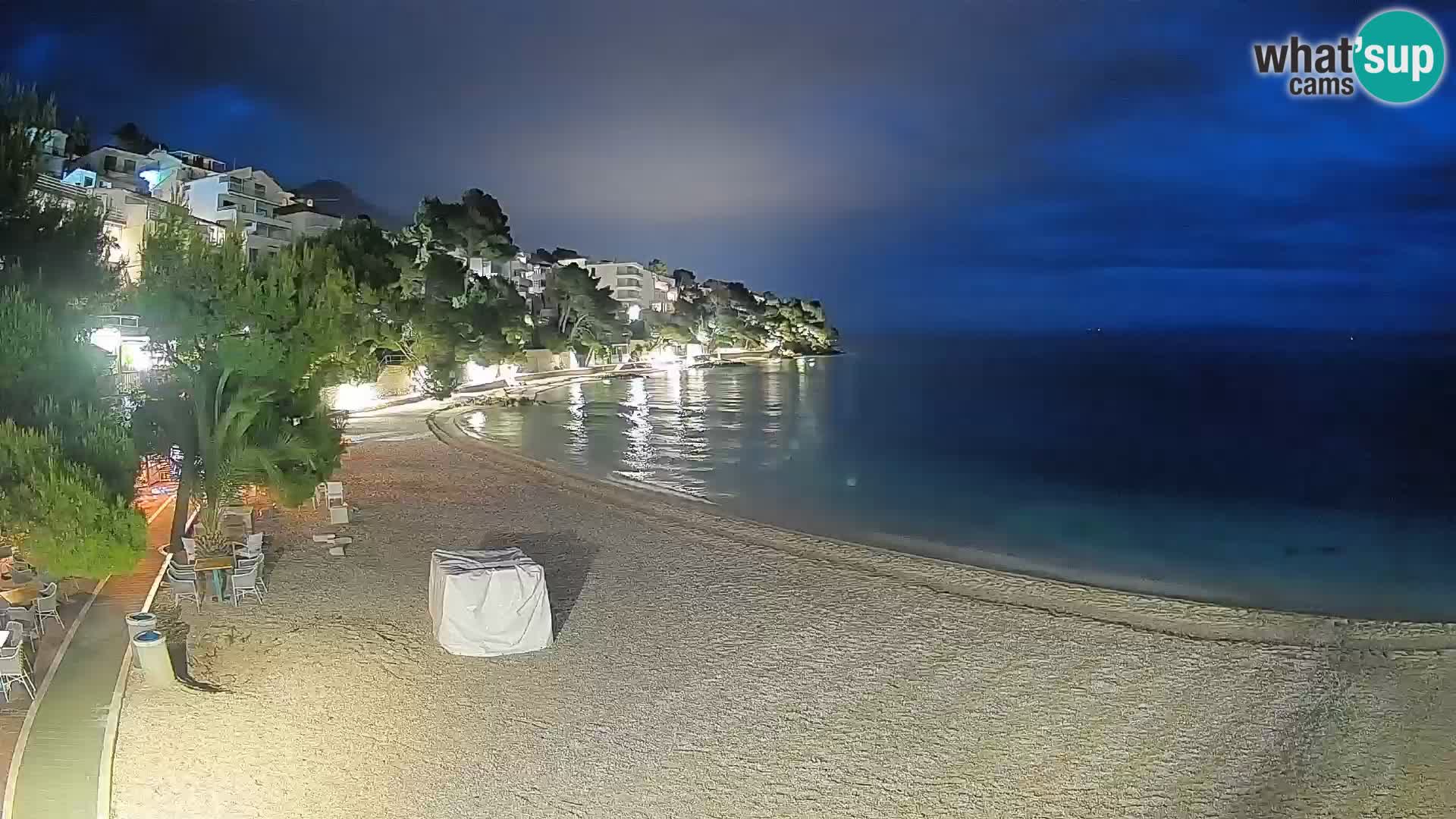 Webcam Lučica Strand Beach Brela – Liveblick von der Adriaküste