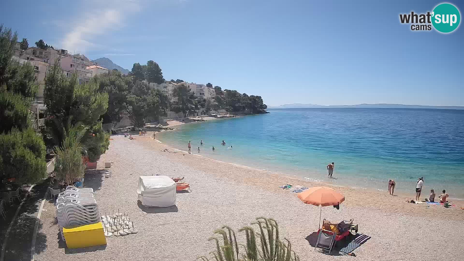 Webcam Lučica Strand Beach Brela – Liveblick von der Adriaküste