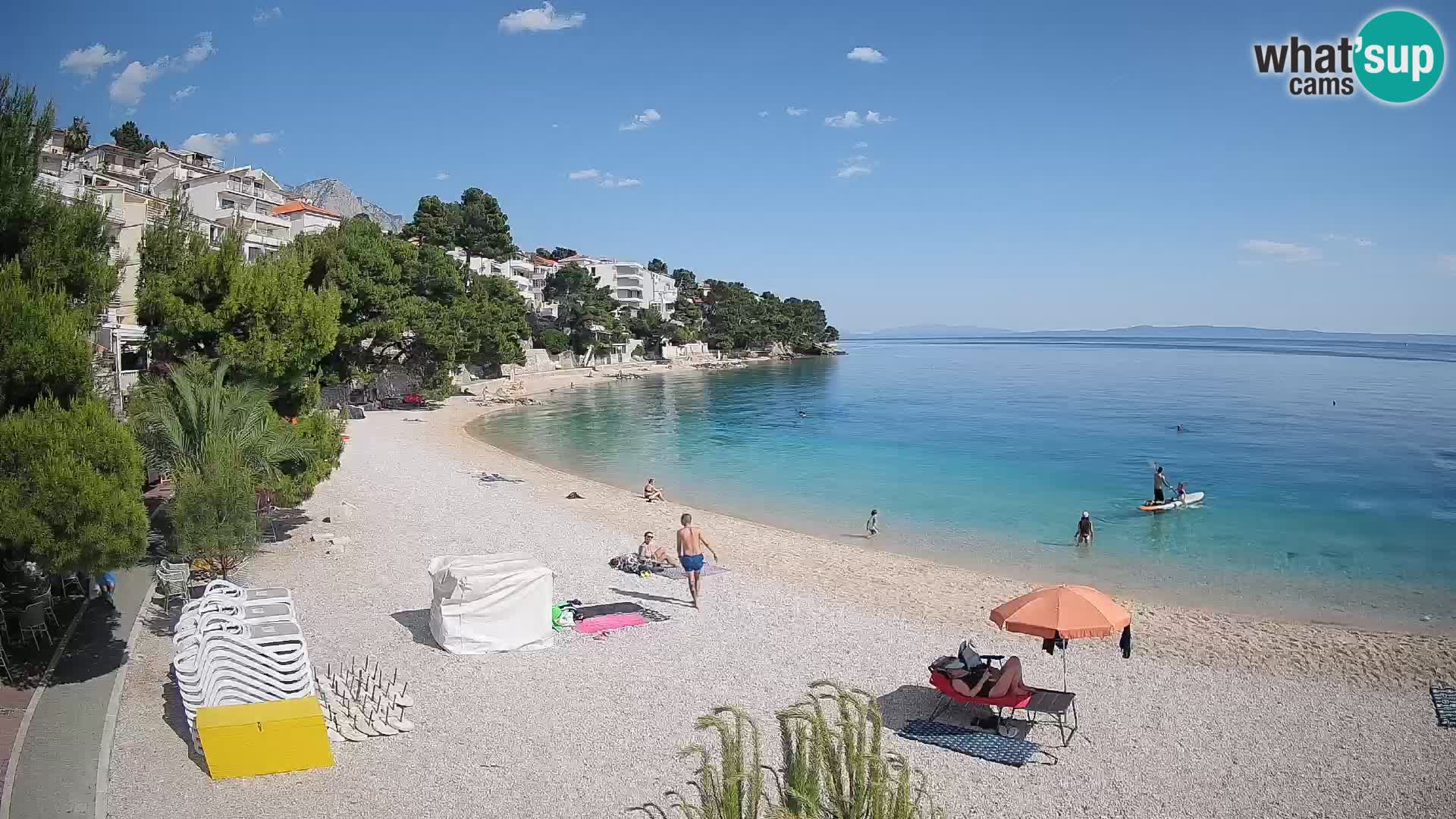 Webcam Lučica Strand Beach Brela – Liveblick von der Adriaküste