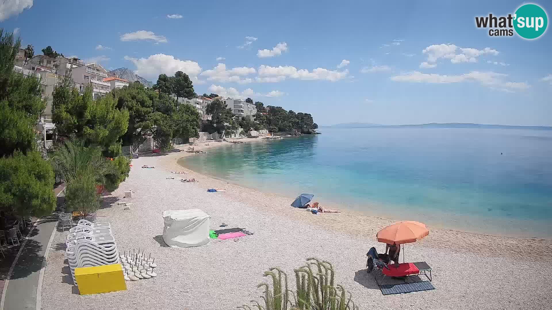 Web kamera Plaža Lučica Brela – Pogled uživo na jadransku obalu