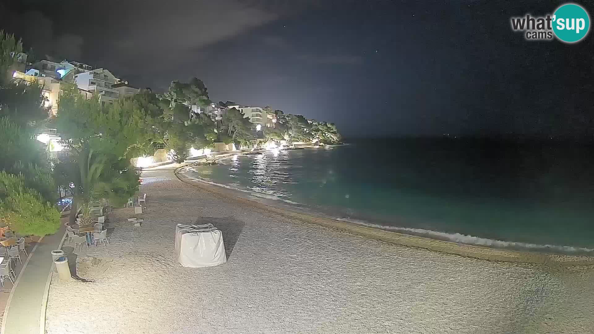 Web kamera Plaža Lučica Brela – Pogled uživo na jadransku obalu