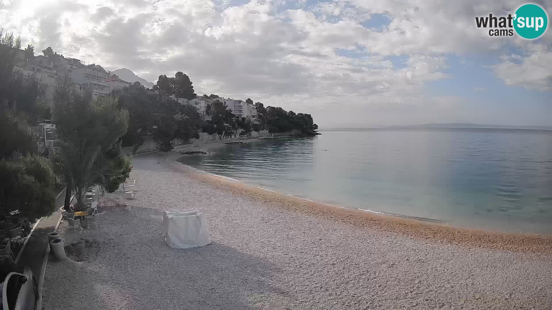 Spletna kamera Plaža Lučica Brela – Pogled v živo na Jadransko obalo
