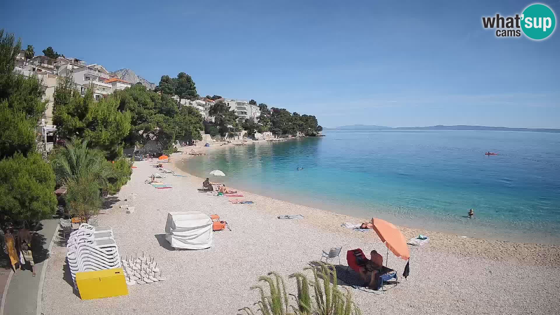 Webcam Lučica Strand Beach Brela – Liveblick von der Adriaküste