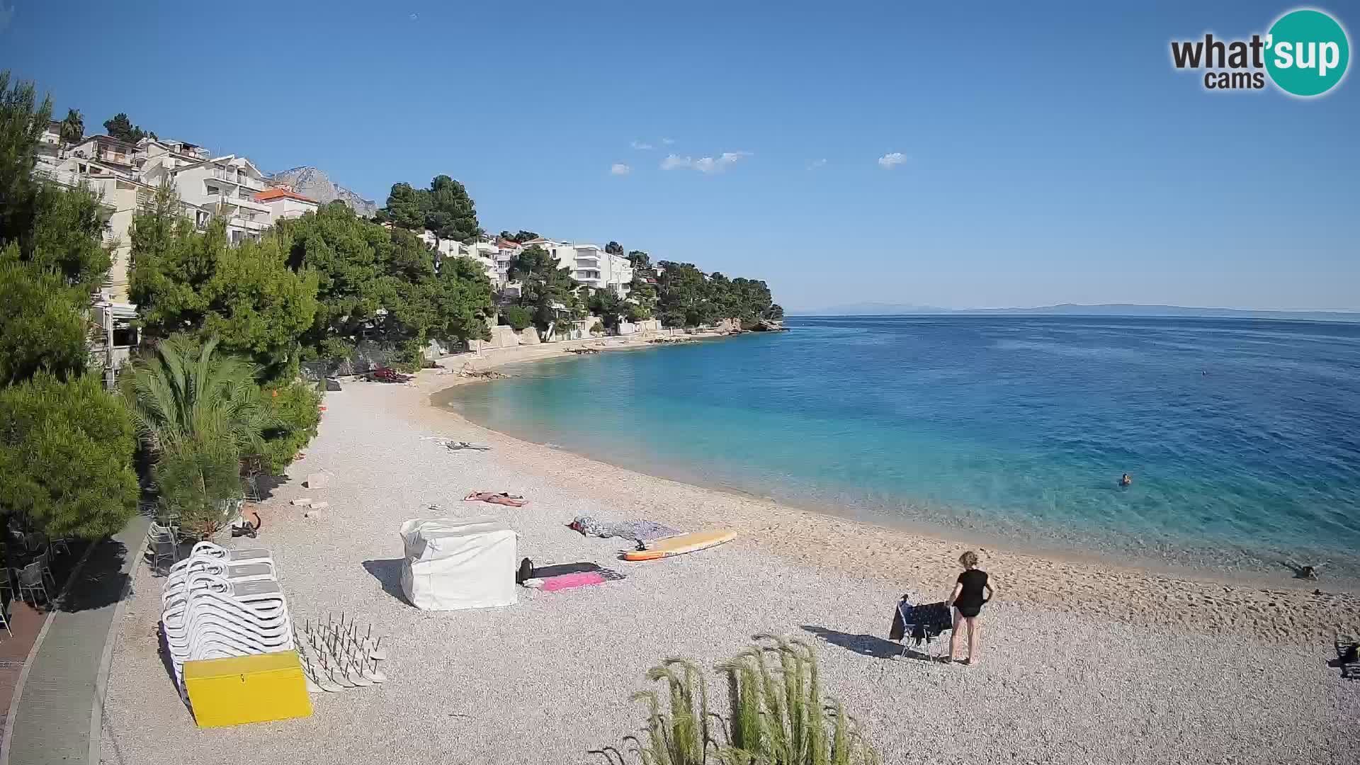 Webcam Lučica Strand Beach Brela – Liveblick von der Adriaküste