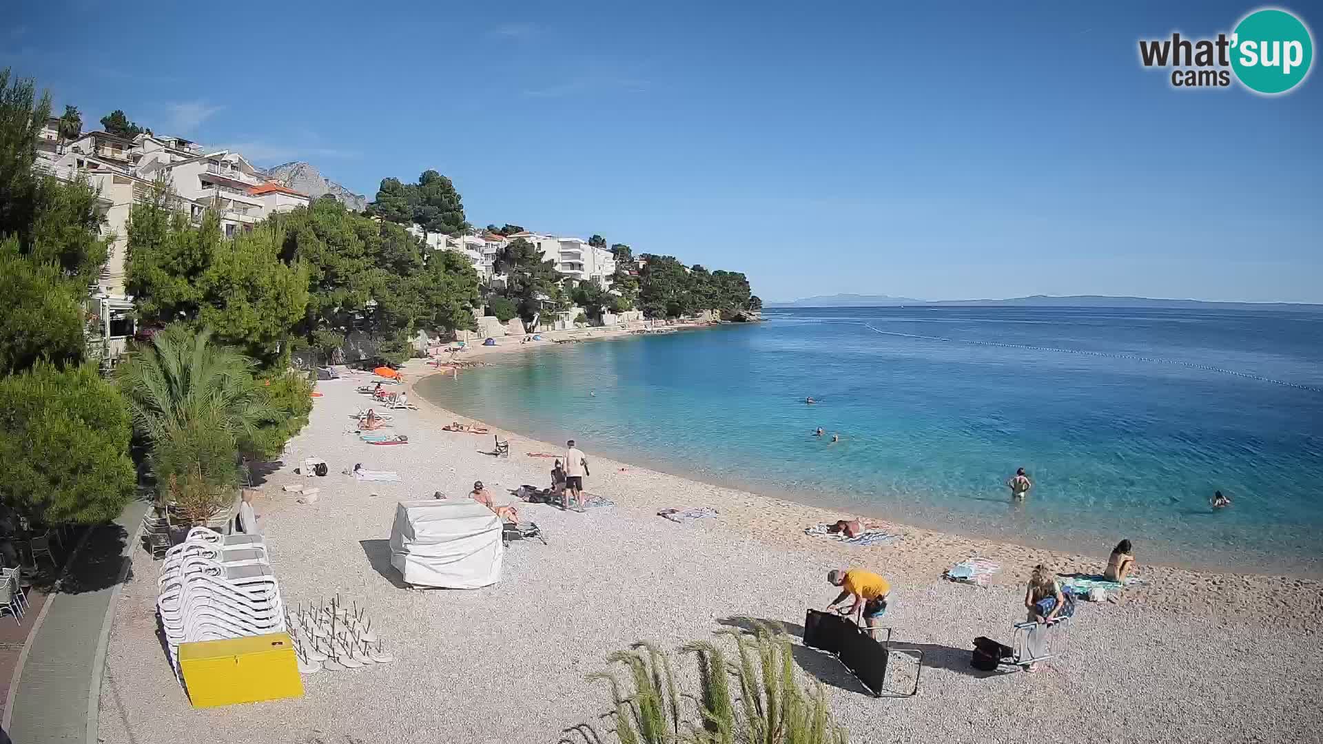 Webcam Lučica Strand Beach Brela – Liveblick von der Adriaküste