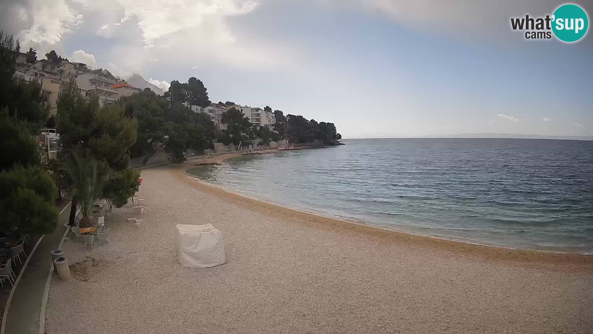 Web kamera Plaža Lučica Brela – Pogled uživo na jadransku obalu