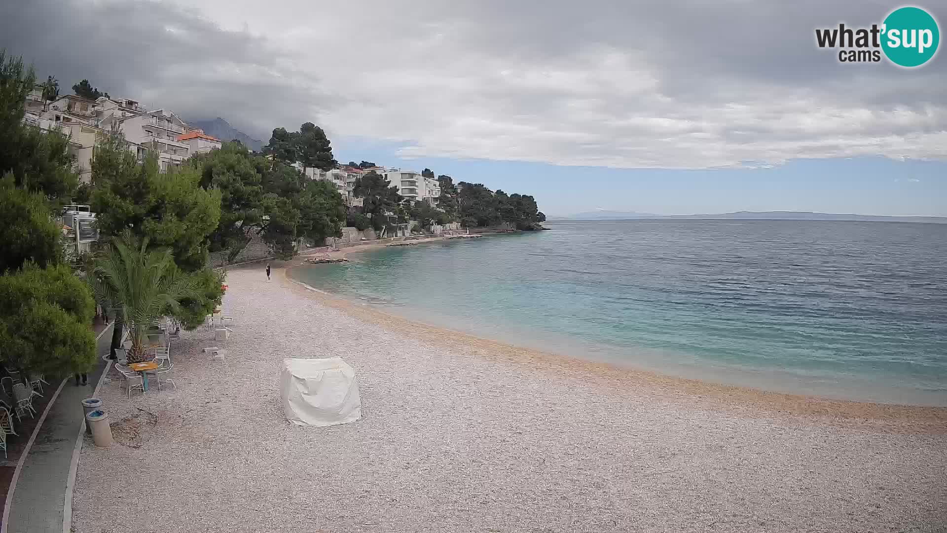 Web kamera Plaža Lučica Brela – Pogled uživo na jadransku obalu