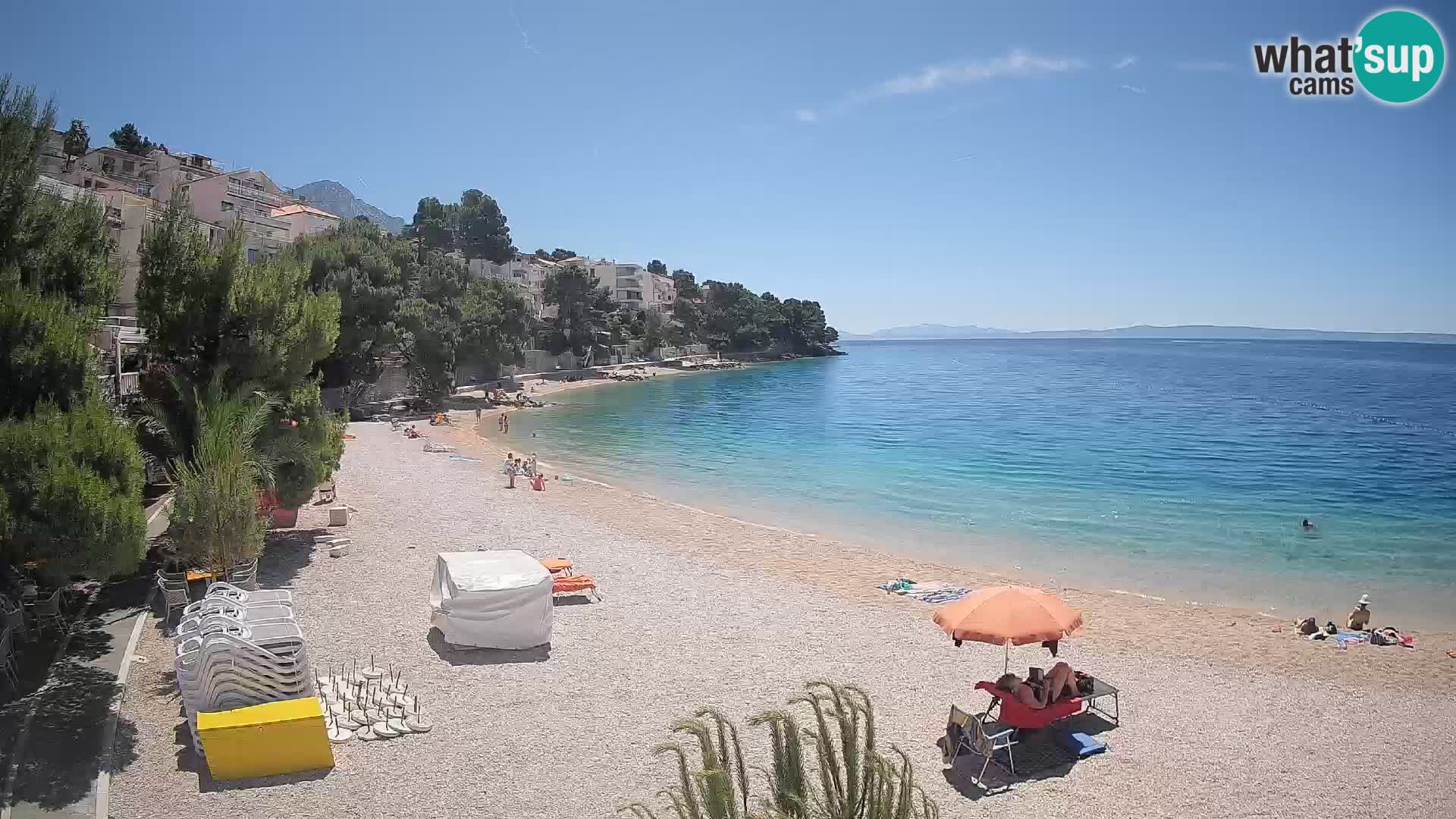 Webcam Lučica Strand Beach Brela – Liveblick von der Adriaküste
