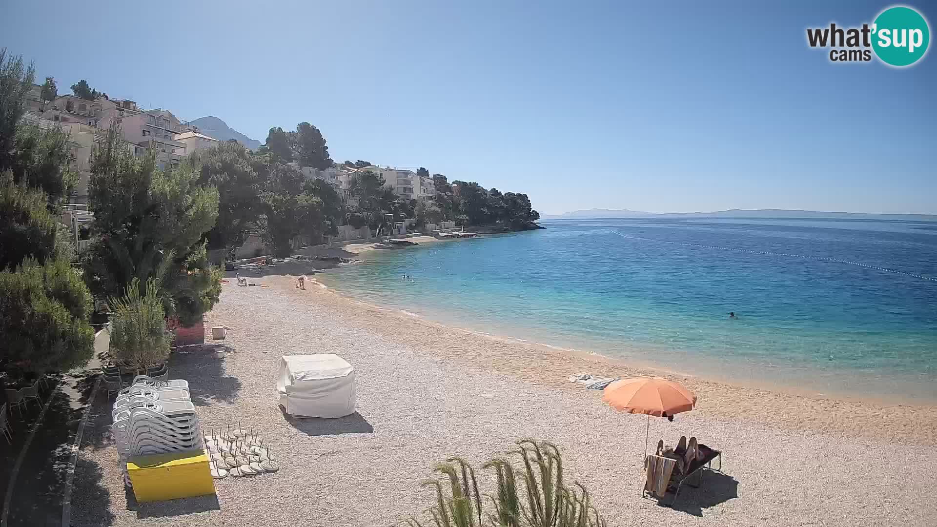 Spletna kamera Plaža Lučica Brela – Pogled v živo na Jadransko obalo