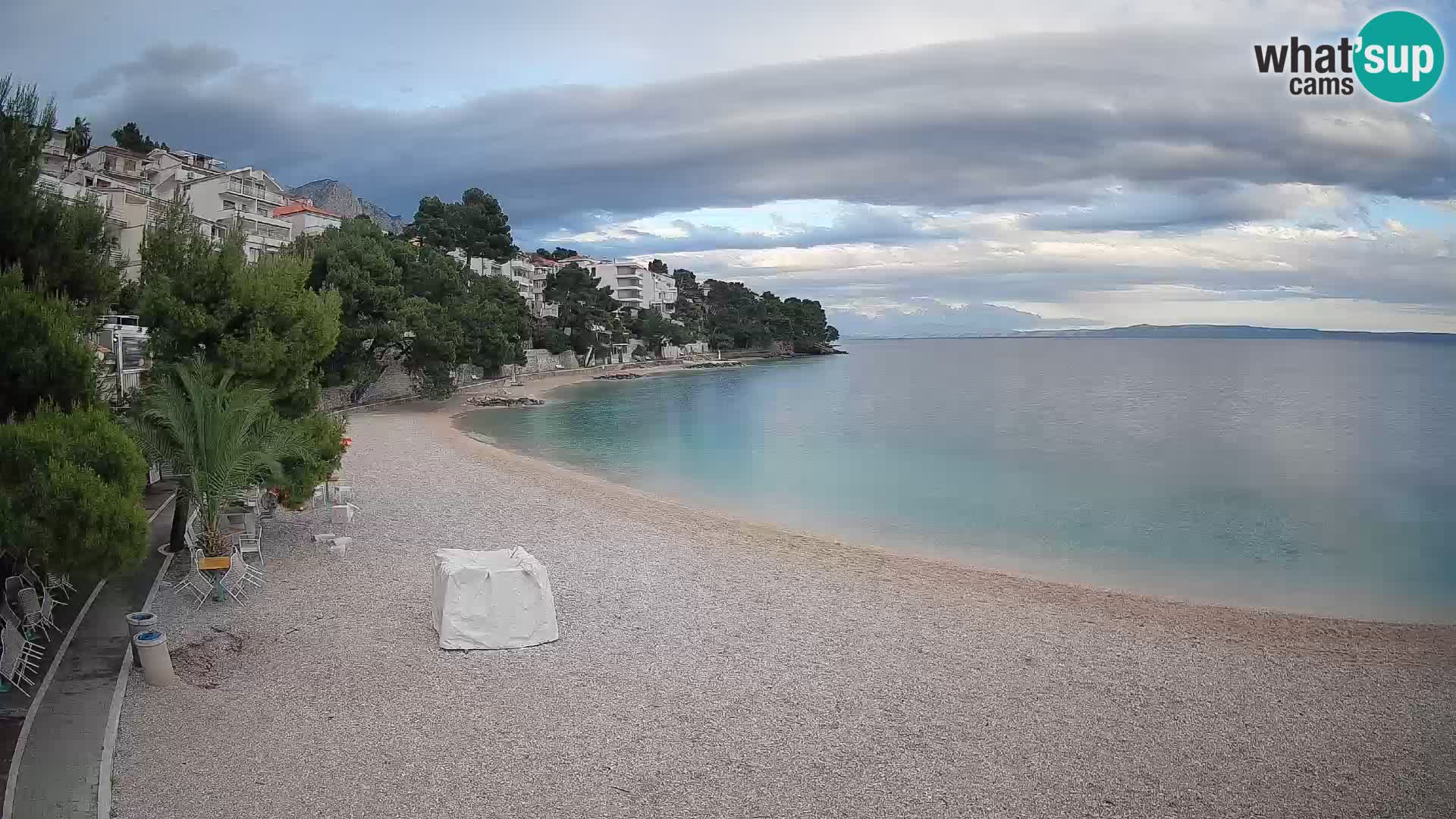 Webcam Lučica Strand Beach Brela – Liveblick von der Adriaküste