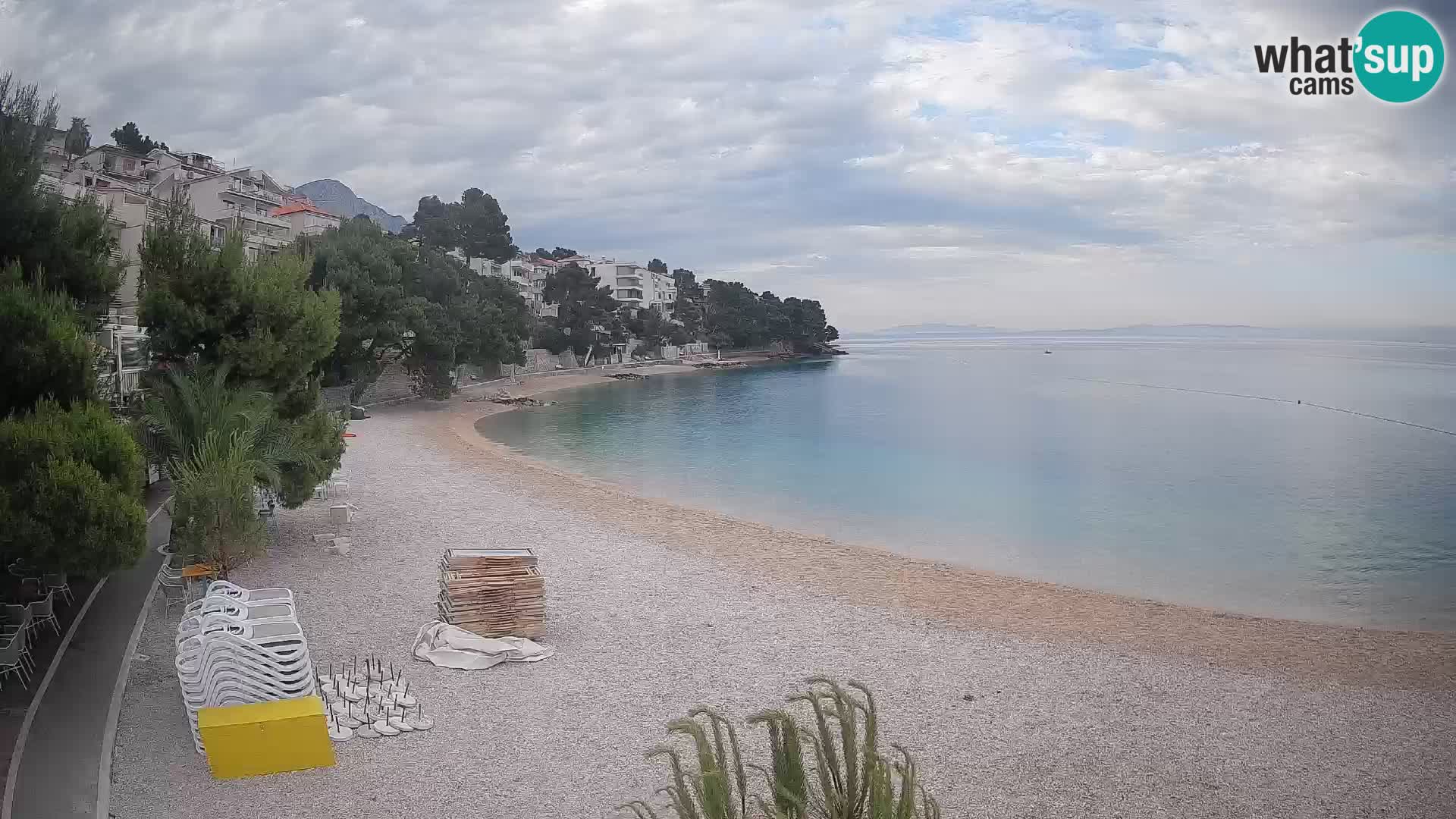 Webcam Lučica Strand Beach Brela – Liveblick von der Adriaküste