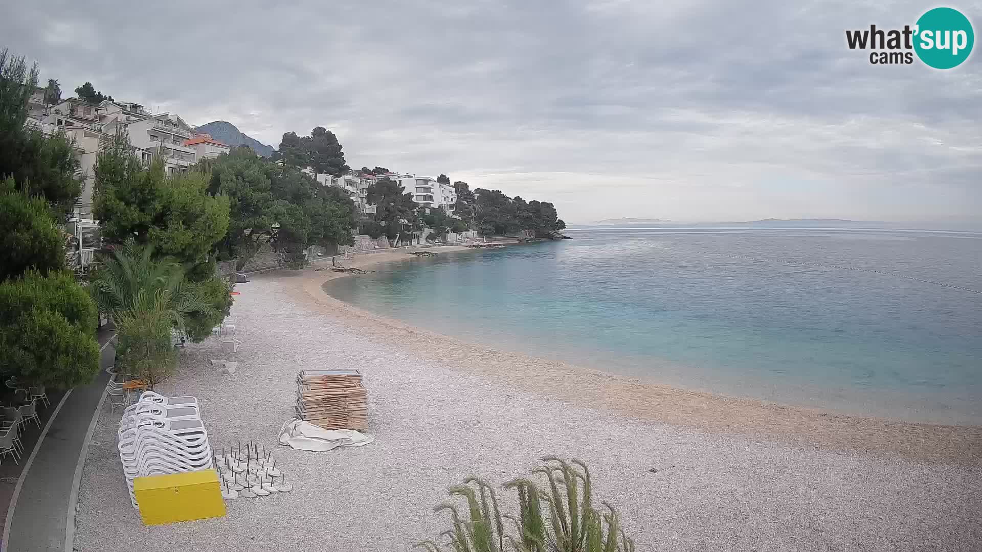 Web kamera Plaža Lučica Brela – Pogled uživo na jadransku obalu