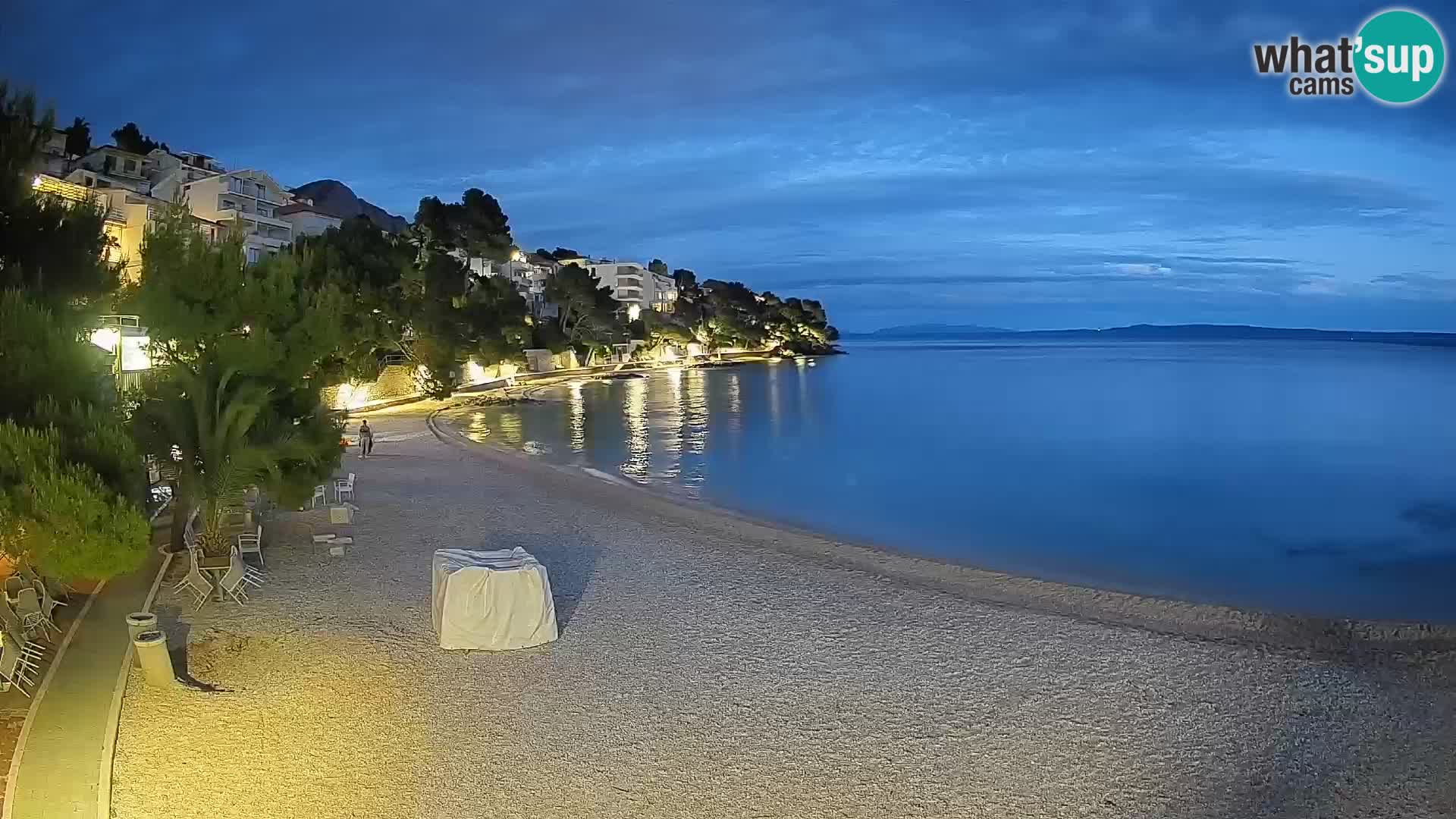 Webcam Lučica Strand Beach Brela – Liveblick von der Adriaküste