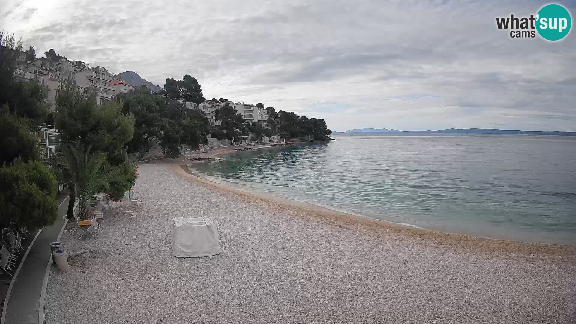 Webcam Lučica Strand Beach Brela – Liveblick von der Adriaküste