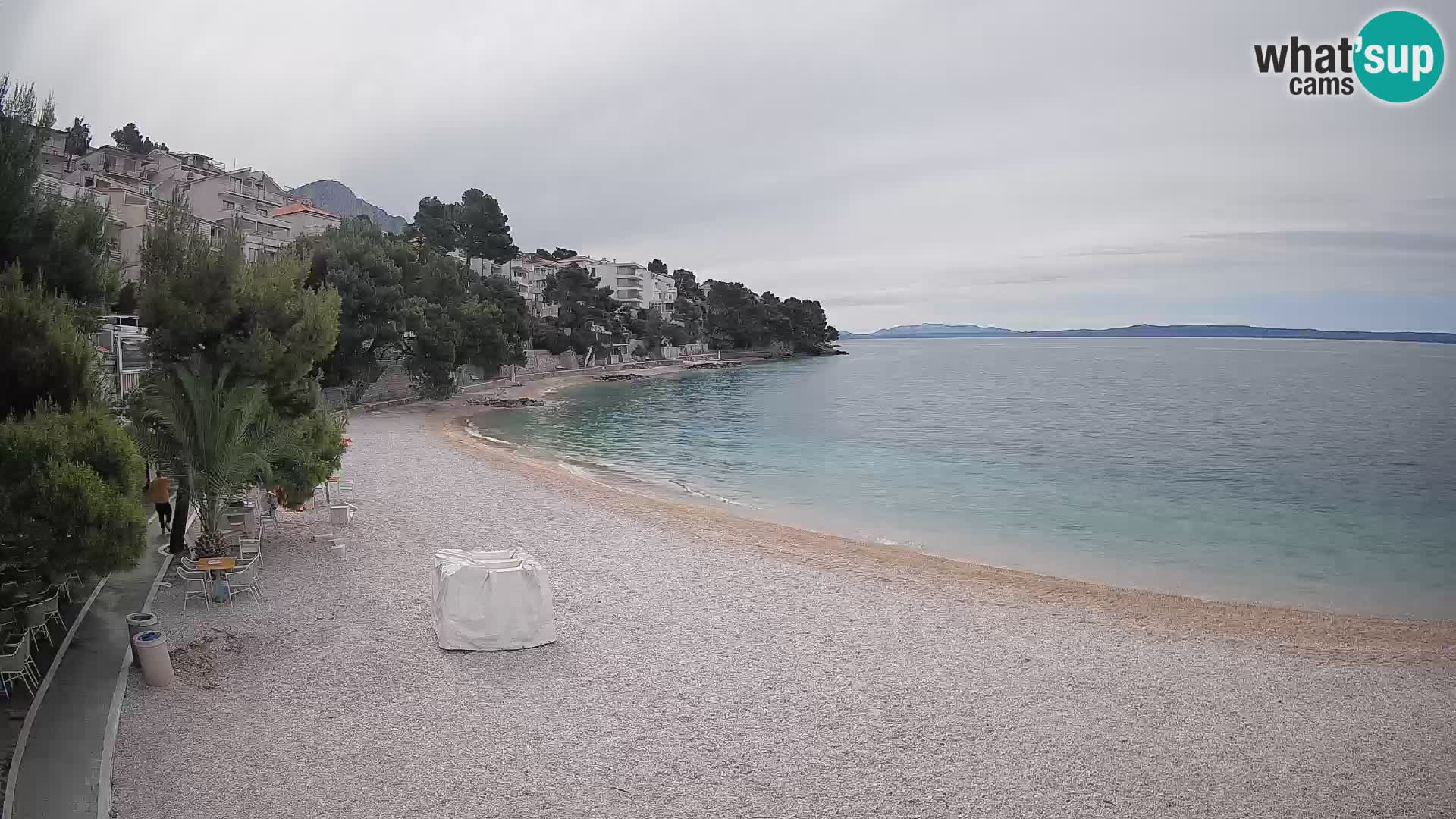 Web kamera Plaža Lučica Brela – Pogled uživo na jadransku obalu