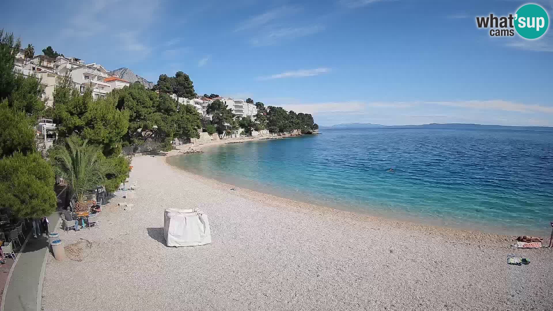 Webcam Lučica Strand Beach Brela – Liveblick von der Adriaküste
