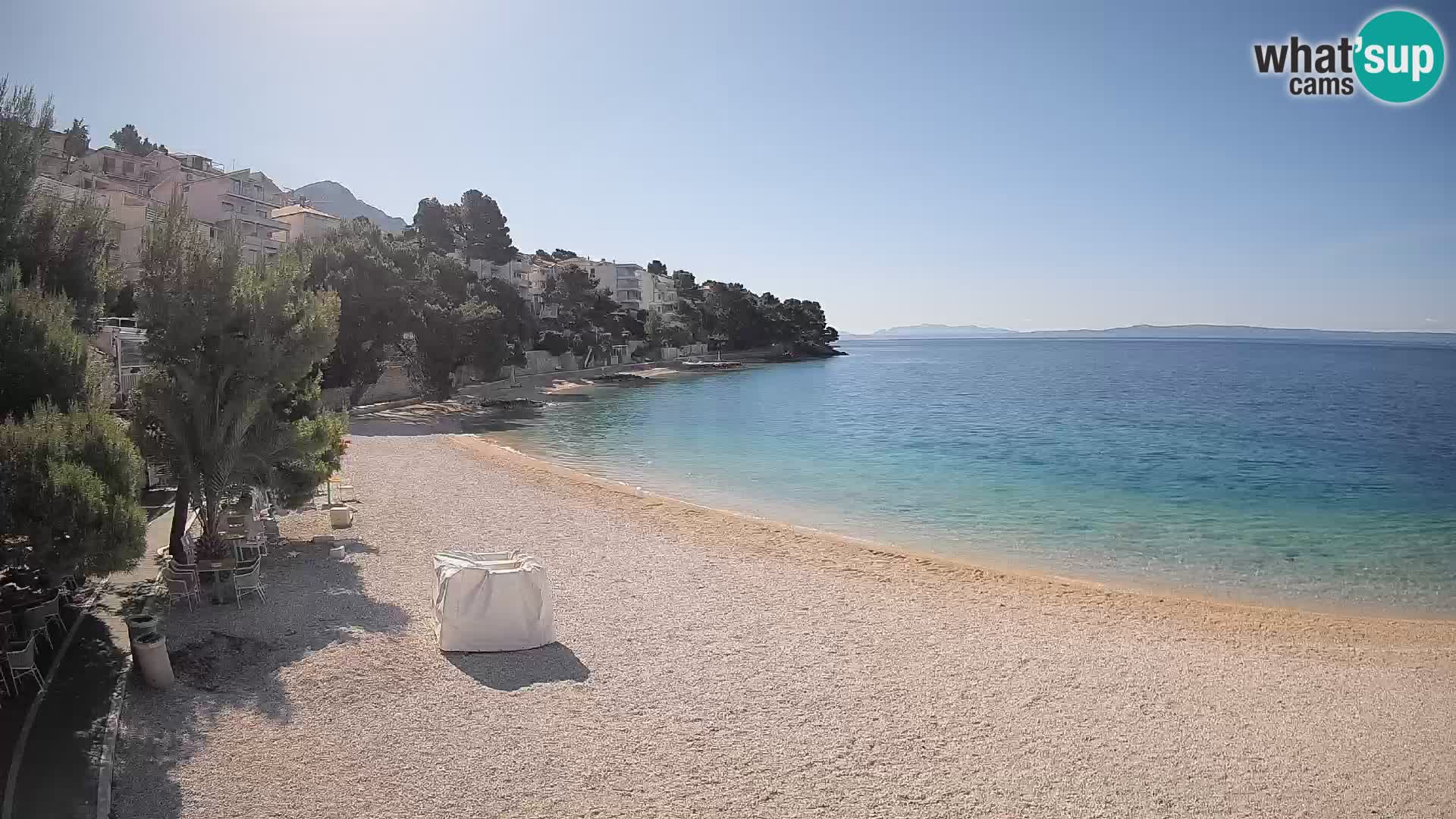 Web kamera Plaža Lučica Brela – Pogled uživo na jadransku obalu