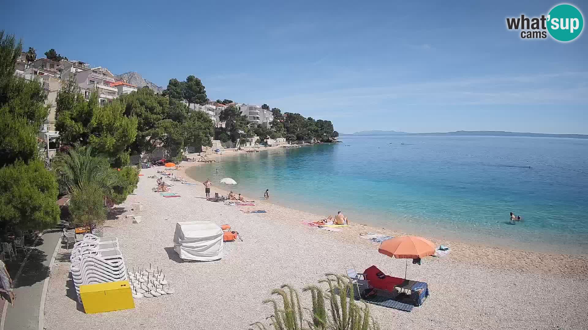 Web kamera Plaža Lučica Brela – Pogled uživo na jadransku obalu
