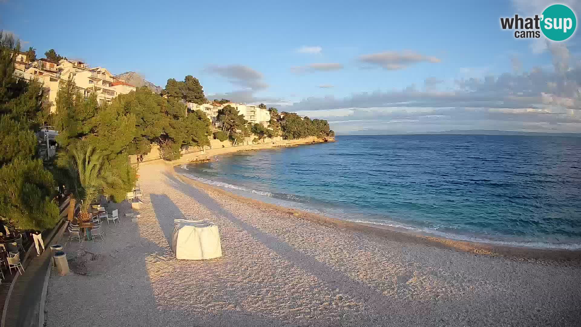 Webcam Lučica Strand Beach Brela – Liveblick von der Adriaküste
