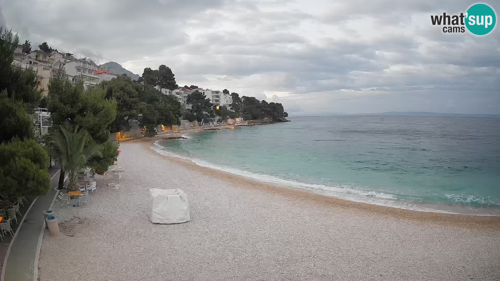 Webcam Lučica Strand Beach Brela – Liveblick von der Adriaküste