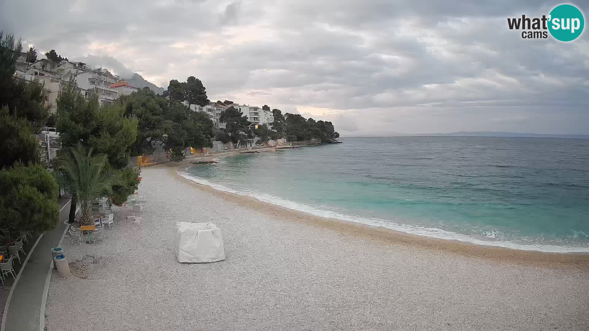 Spletna kamera Plaža Lučica Brela – Pogled v živo na Jadransko obalo