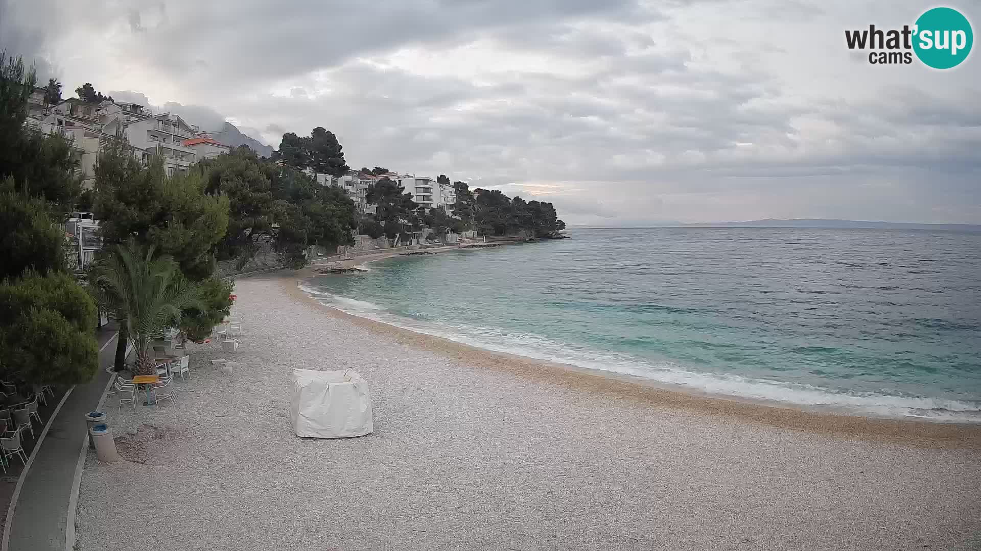 Web kamera Plaža Lučica Brela – Pogled uživo na jadransku obalu