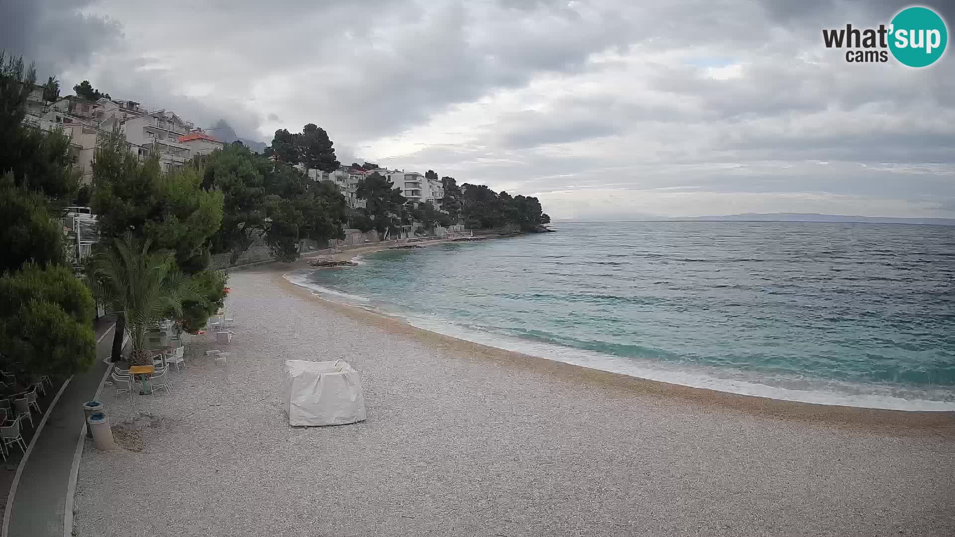 Webcam Lučica Strand Beach Brela – Liveblick von der Adriaküste