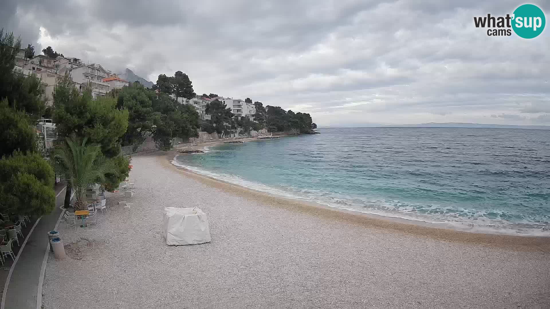 Webcam Lučica Strand Beach Brela – Liveblick von der Adriaküste