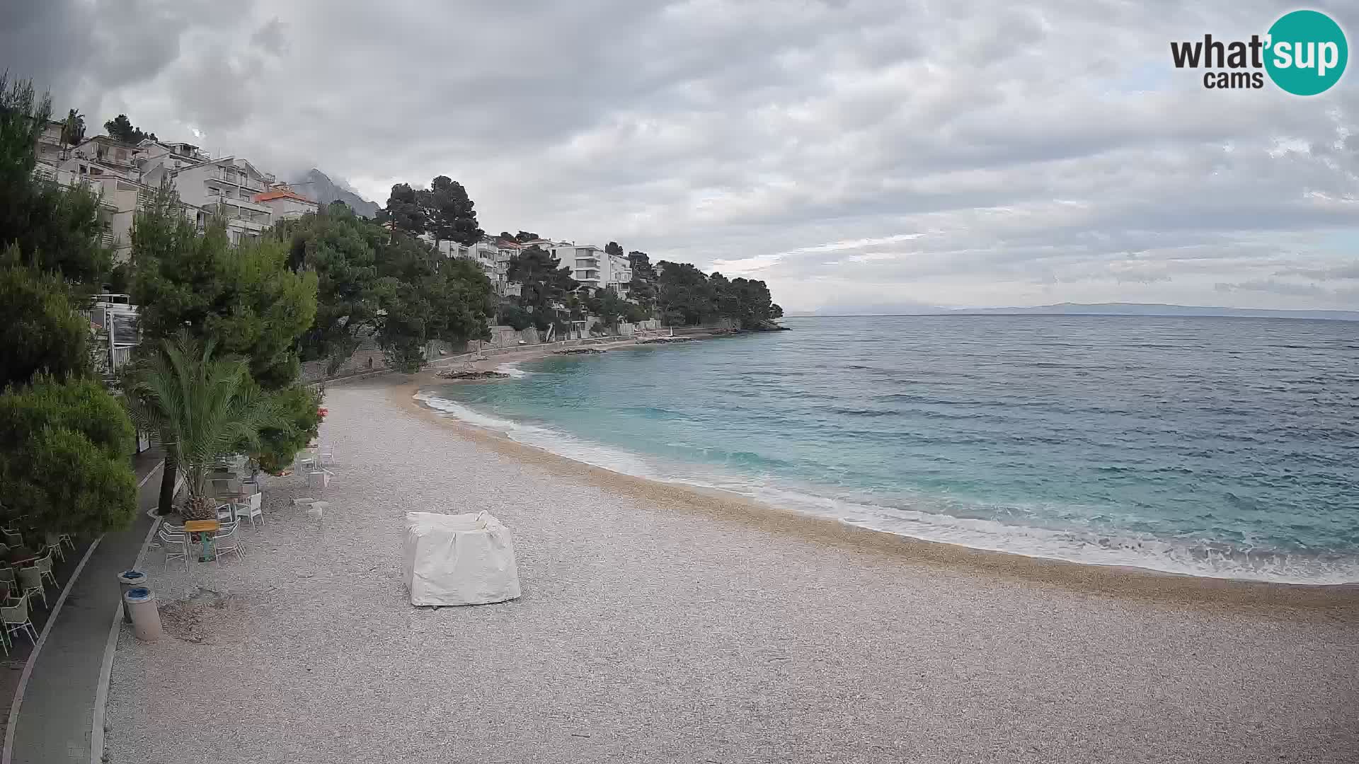 Spletna kamera Plaža Lučica Brela – Pogled v živo na Jadransko obalo