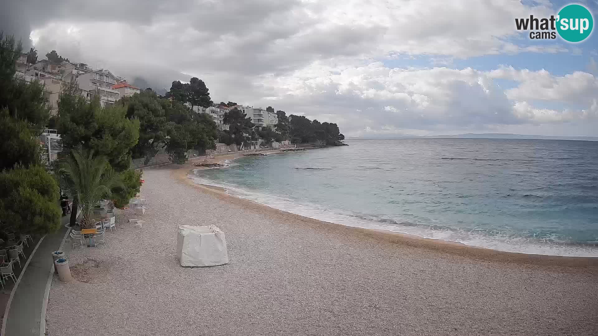 Webcam Lučica Strand Beach Brela – Liveblick von der Adriaküste
