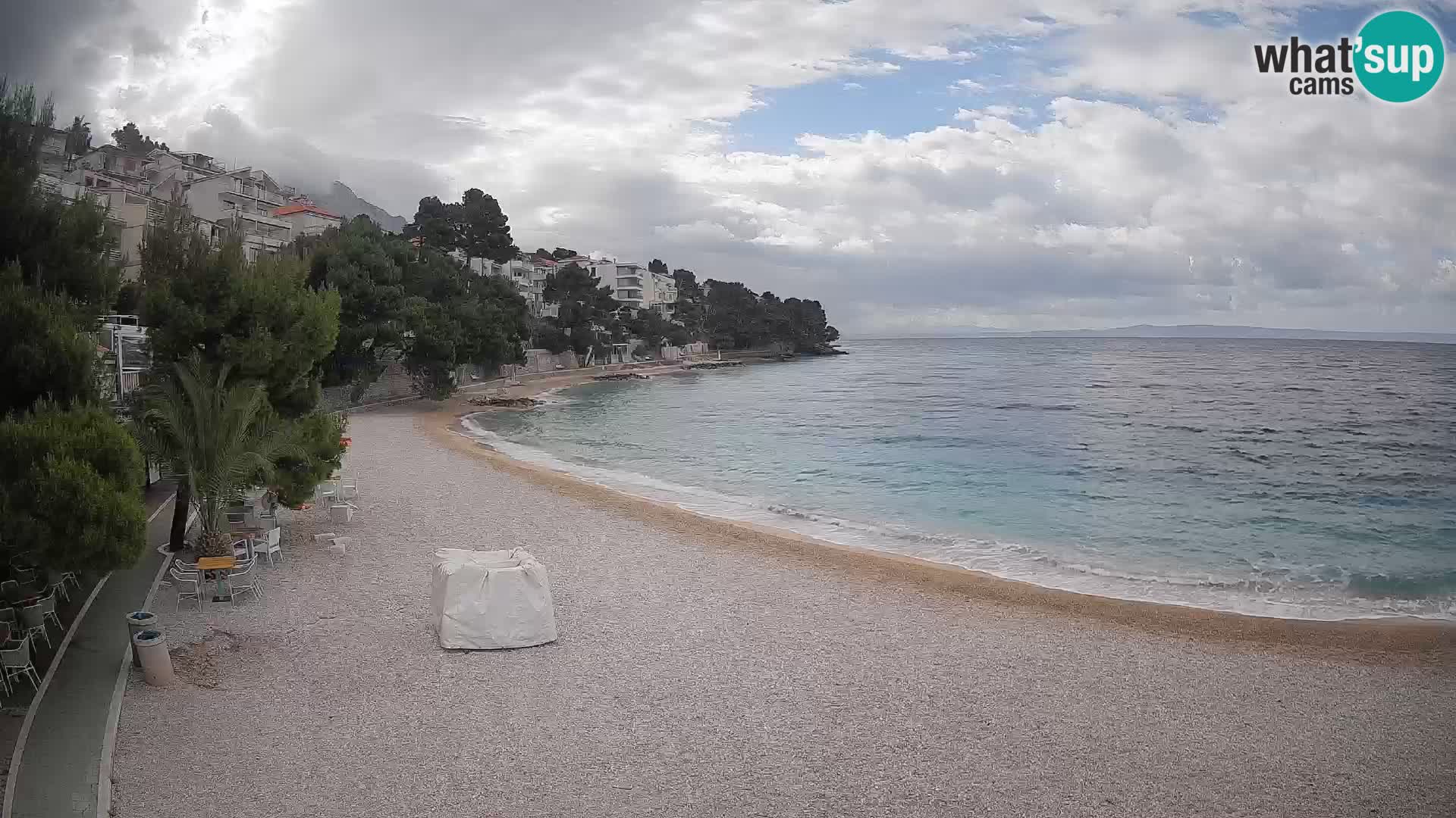 Web kamera Plaža Lučica Brela – Pogled uživo na jadransku obalu