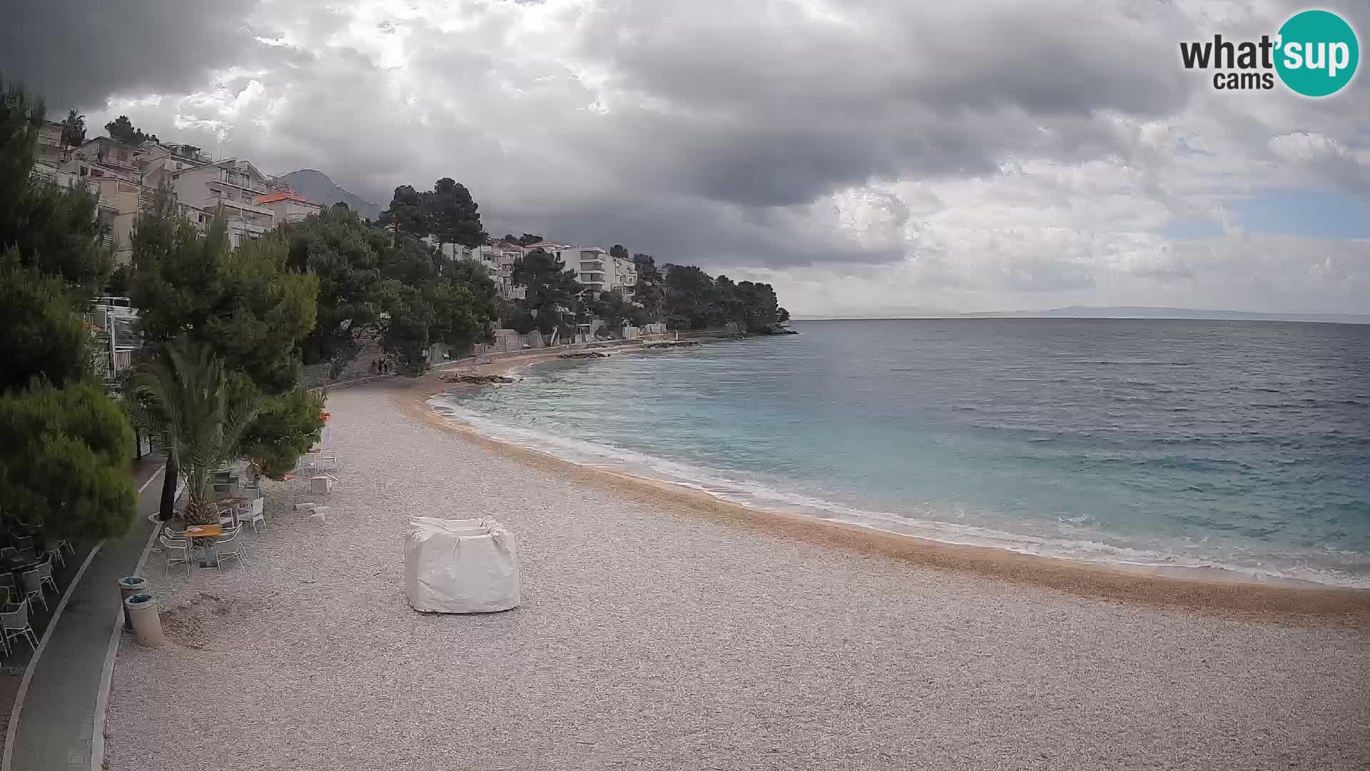 Web kamera Plaža Lučica Brela – Pogled uživo na jadransku obalu