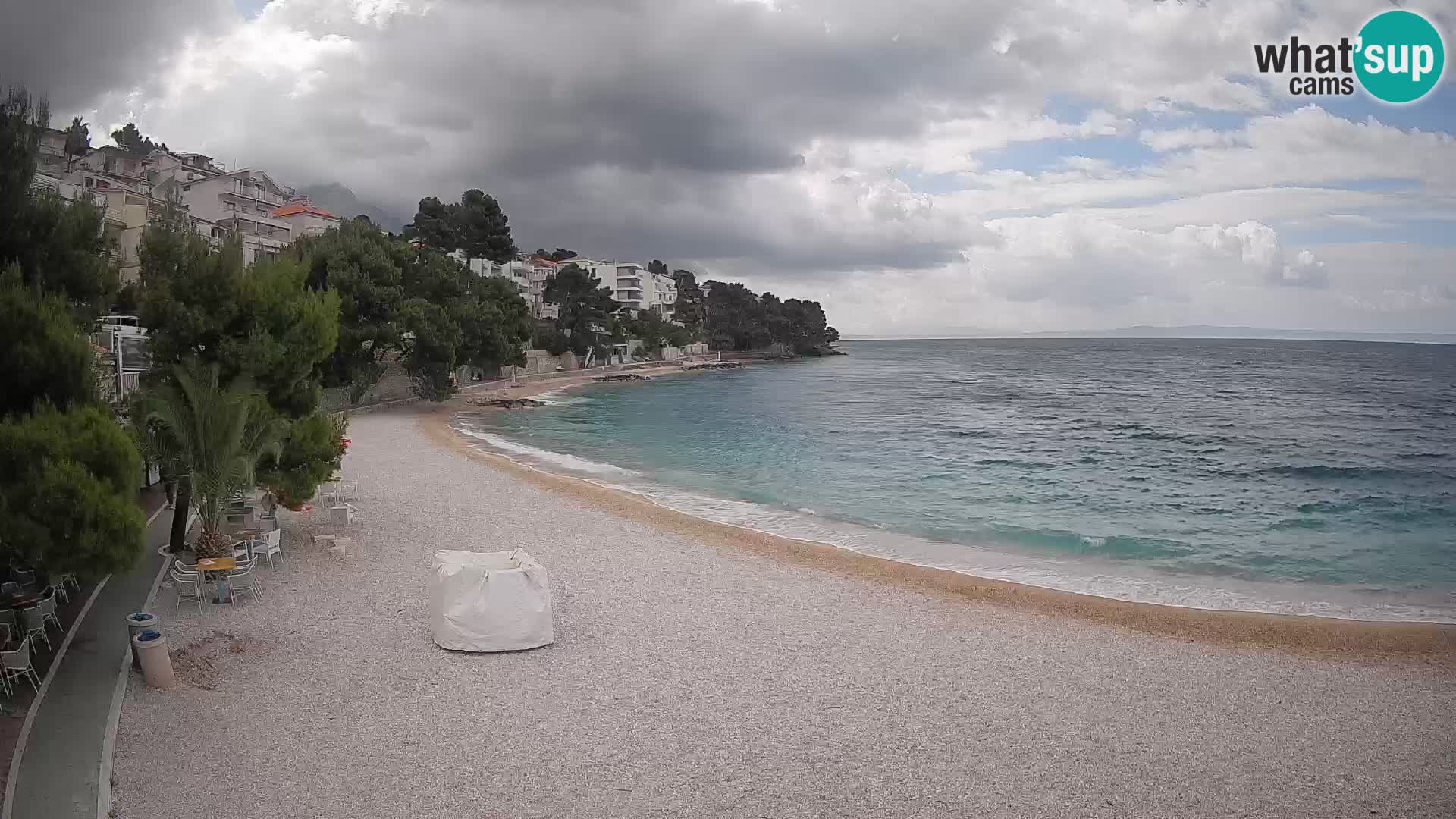 Webcam Lučica Strand Beach Brela – Liveblick von der Adriaküste